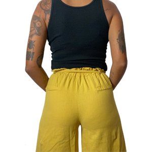 High Waisted Paperbag Waist Wide Leg Yellow Pants size Small